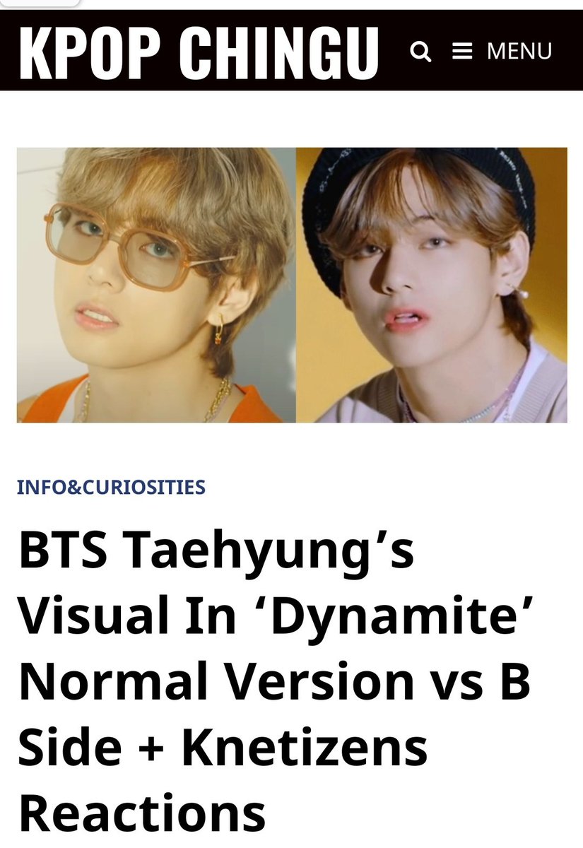 BTS Taehyung's Visual In 'Dynamite' Normal Version vs B Side + Knetizens React."V's blood type is AB, so I like both A & B" https://kpopchingu.com/2020/08/25/bts-taehyungs-visual-in-dynamite-normal-version-vs-b-side-knetizens-reactions/