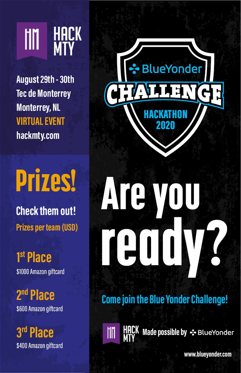 Blue Yonder Tech (@blueyondertech) on Twitter photo Come join us on the Hack Monterey event. Take on the <a href="/BlueYonder/">Blue Yonder</a> challenge to compete for the top prizes.
#SupplyChain Come join us on the Hack Monterey event. Take on the <a href="/BlueYonder/">Blue Yonder</a> challenge to compete for the top prizes.
#SupplyChain
