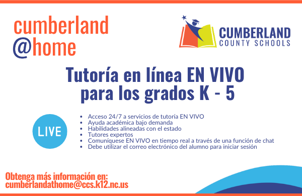 Los estudiantes en los grados K-5 tendrán acceso las 24 horas, los 7 días de la semana a servicios de tutoría en vivo para brindar apoyo con la instrucción diaria en el aula.