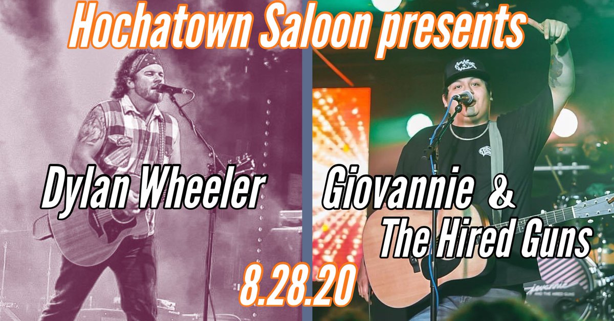 SaloonHochatown's tweet photo. It’s happening tonight. Tickets available at the door. Don’t miss @DylanWheeler_  and @gioandtheguns co-headlining at @SaloonHochatown in #brokenbow #Oklahoma! 8.28.20 https://t.co/cM3F3n9Vll