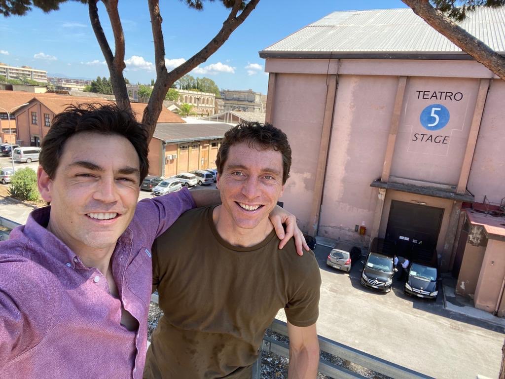 This is a fabulous photo sent to us today from our two Patrons <a href="/BattRatters/">Ben Batt</a> and Matthew McNulty who are currently working together in Italy. Pictured outside Cinecittà Studios the home of Italian Cinema and Federico Fellini favourite sound stage. 

leighfilmsociety.com/patrons.php