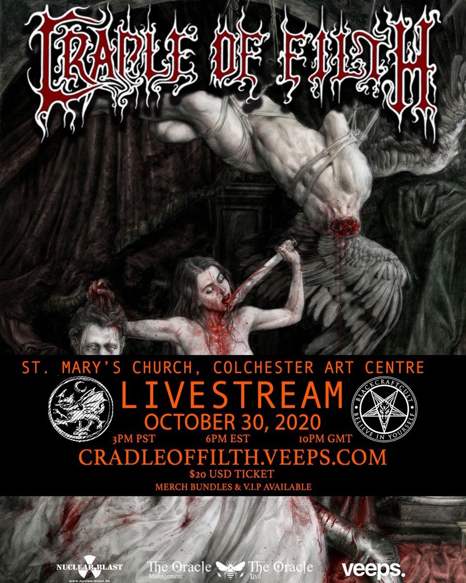 CRADLE OF FILTH Announce Live Stream Concert From St. Mary's Church - October 30th / 23.00 CEST⁣
Tickets available at cradleoffilth.veeps.com⁣ 

#cradleoffilth #Livestream