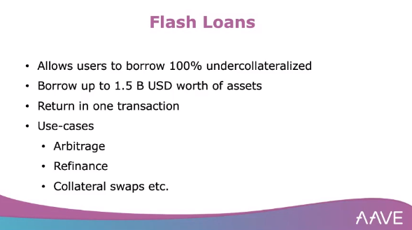 Flash loans are one of the coolest things that I've seen emerge. Complex transactions like the ones below are made unhackable because the entire Ethereum blockchain is briefly paused while all stages of the transaction are processed. No way for a bad actor to get in the middle.