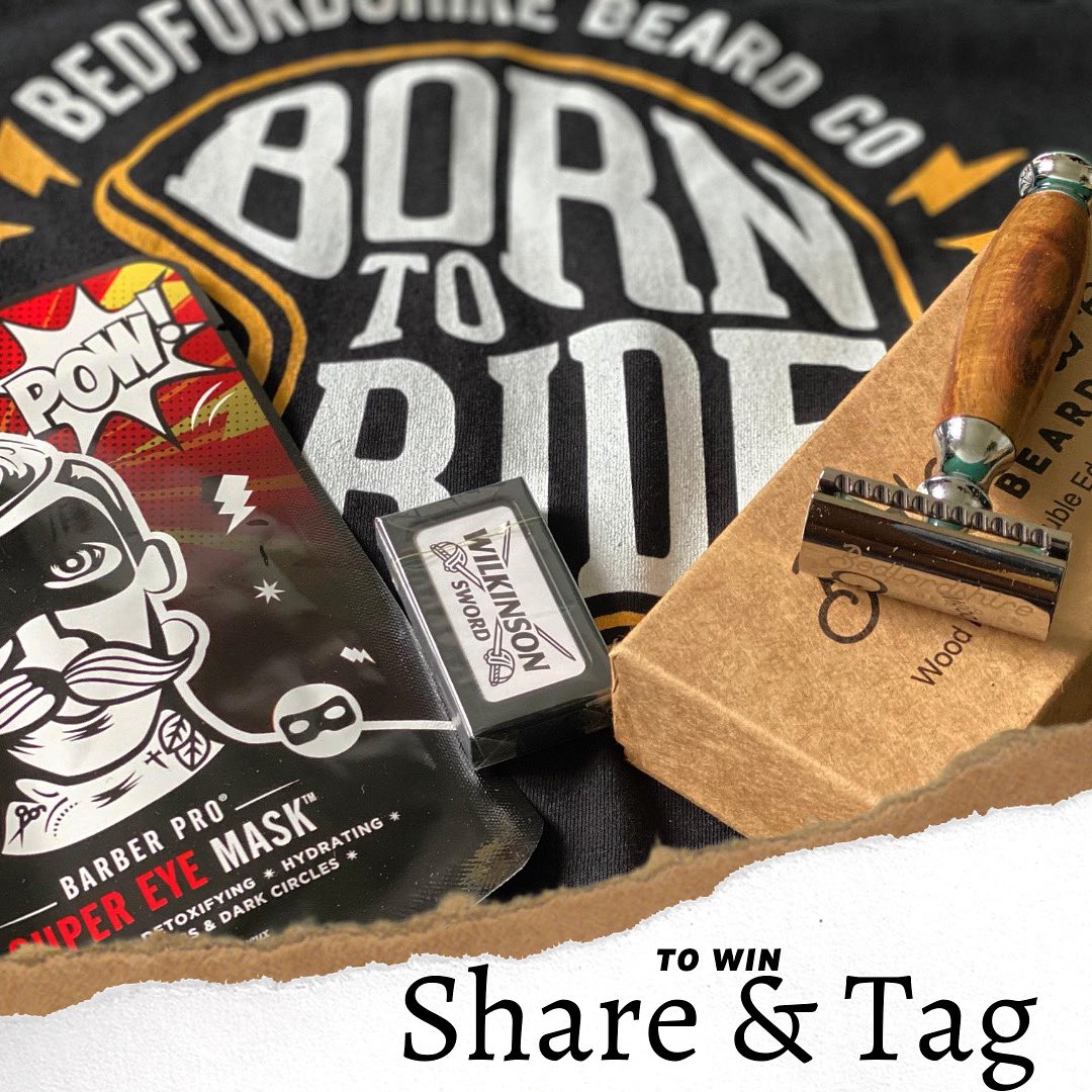 Retweet &amp; Tag us for a chance to win:

Bedfordshire beard co safety razor
Born to ride T-shirt 
Barber pro super eye mask 

Winner picked on the 1st September. 

Good luck everyone 🤟🏼