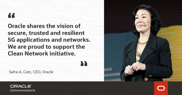 handarge's tweet image. As part of its commitment to develop the most secure 5G network infrastructure and applications, Oracle supports the U.S. Govt @StateDept and their #CleanNetwork initiative. bit.ly/2QxXZMf