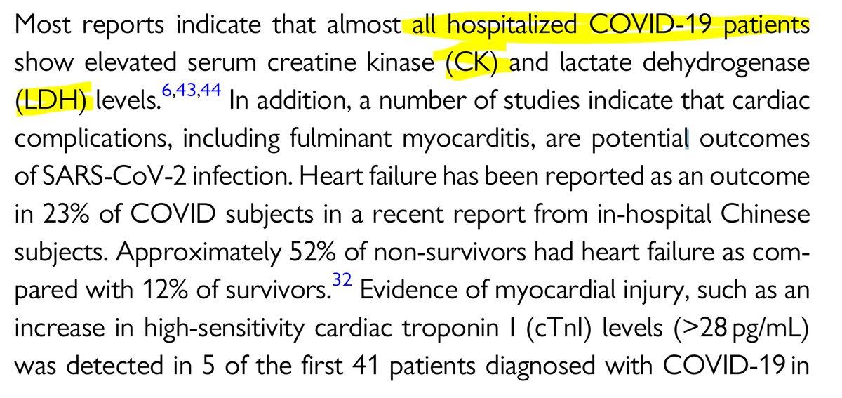 7: Mmmmmmm, not very persuasive to me.CK, LDH, CRP, Troponin etc are often up in people who are so ill with (any) infection that they have to be admitted. This doesn't make me want to do stuff to them.