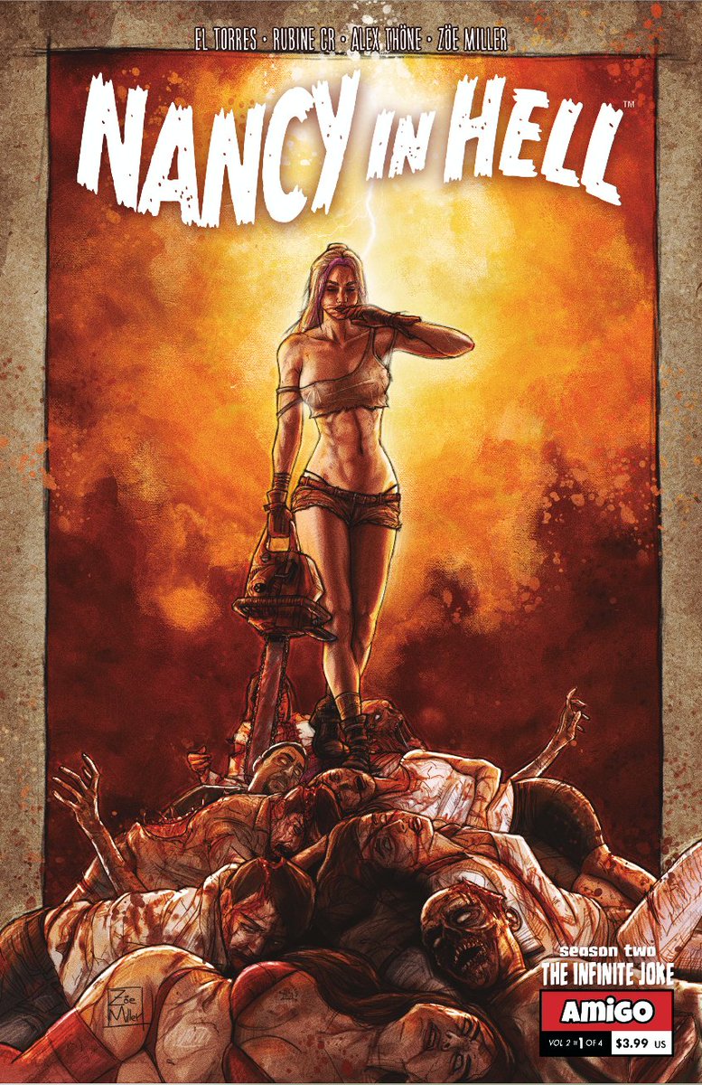 Hi. Would you like to see something we're working on?
Yeeeep, it's the return of NANCY IN HELL!
Season Two: The Infinite Joke,
Written by El Torres, with the amazing art of Rubine CR and Alexandra Thöne. And the cover by Zoe Miller!
We will have more Nancy... very soon!