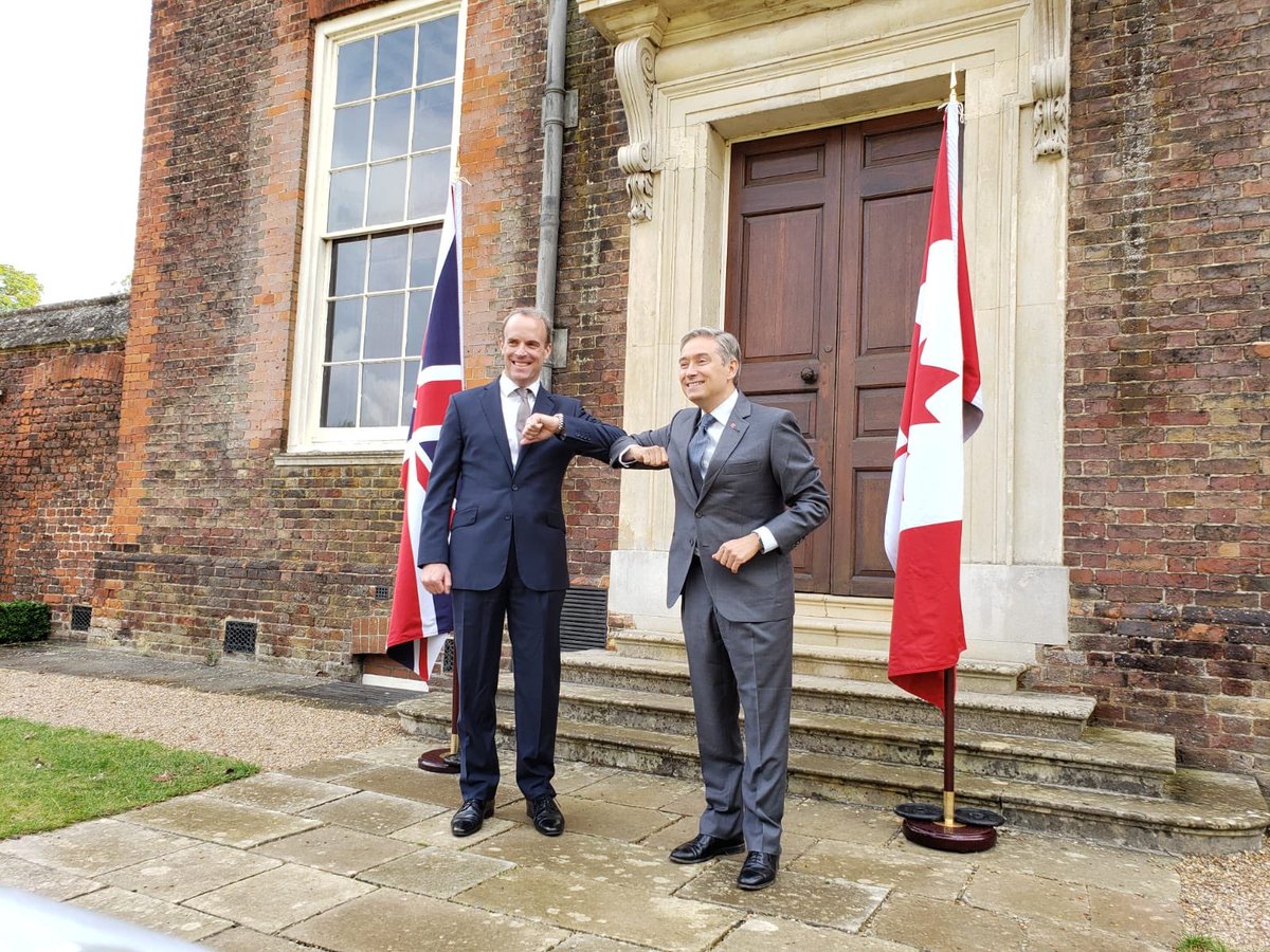 Thanks to <a href="/DominicRaab/">Dominic Raab</a> for hosting me at Hampton Court Palace today. We discussed 🇨🇦-🇬🇧 relations, as well as key int’l issues of common interest, including security, human rights and climate.  As close partners, we continue to work together for a better, greener and safer world.