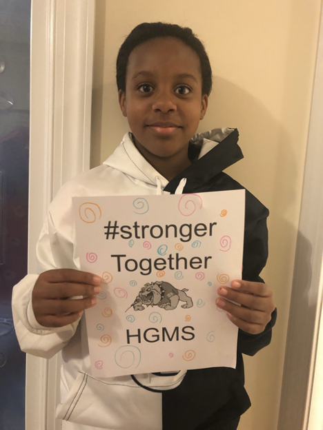 HGMSEquityTeam's tweet photo. Happy Friday, Bulldogs! Thank you to everyone who has submitted #HGMSStrongerTogether photos thus far; your support has been nothing short of incredible. We are excited to begin new material with you on Monday. ❤️🖤 @HollyGroveMS @WCPSS @WCPSSEquity https://t.co/C8Rwou9lVt