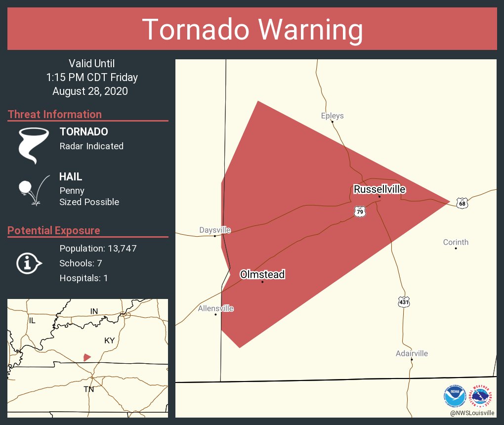 Tornado Warning including Russellville KY, Olmstead KY until 115 PM