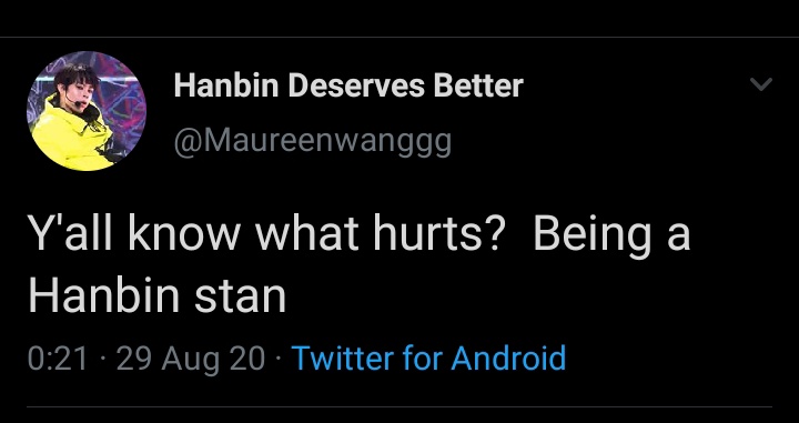This tweet sends idk 😭 but it really hurts being a hanbin swoty stan 😭
