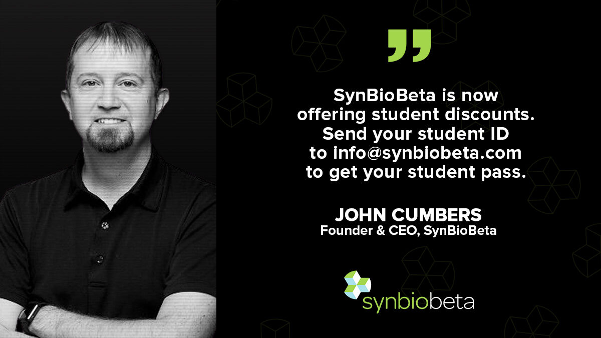 Get a student discount for the Global Synthetic Biology Conference 2020 #SynBioBeta2020: bit.ly/3gCVtPc