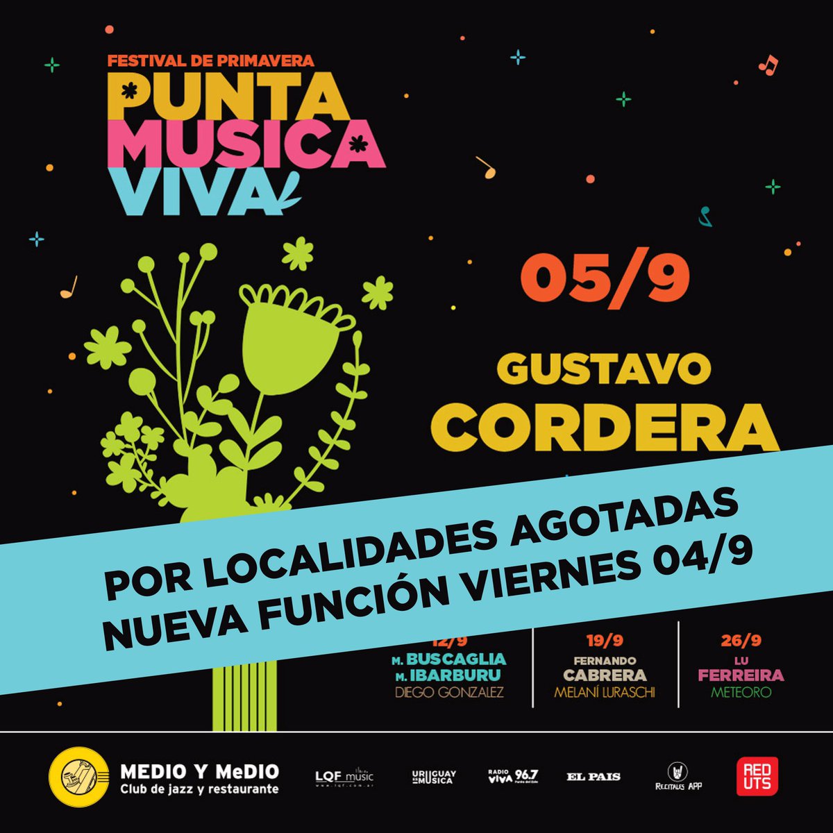 Por entradas agotadas, nueva función a la venta!! 🔥🔥🔥

Cordera + Lele - 04/09
Medio y Medio

🎟 Entradas presenciales en reduts.com.uy y puntos de venta.