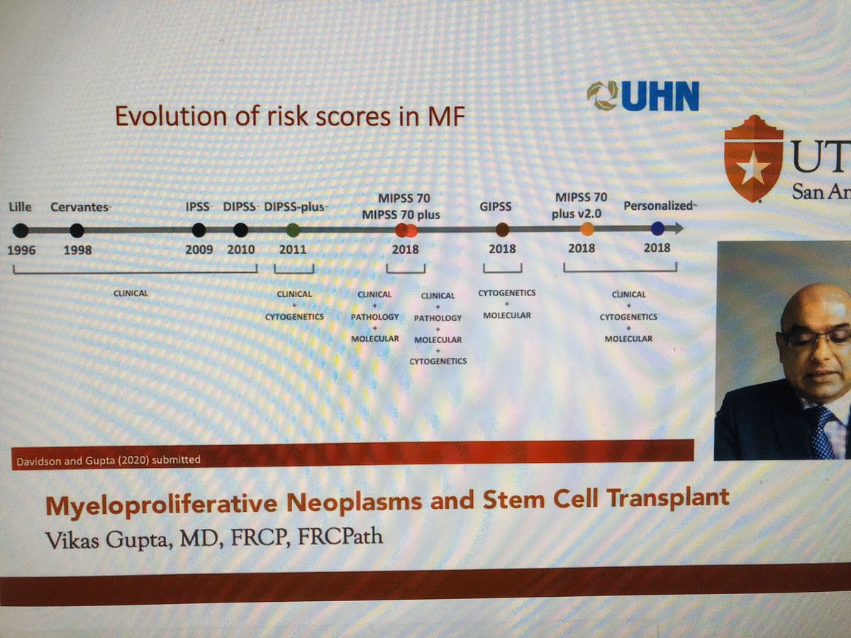 doctorpemm's tweet photo. #TxMPN2020 Informative slide by @Vikas_Gupta_1 on history of our field in terms of MF risk scores #IPSS #DIPSS #MIPSS70 | #MPNSM https://t.co/YPU6K4KbNU
