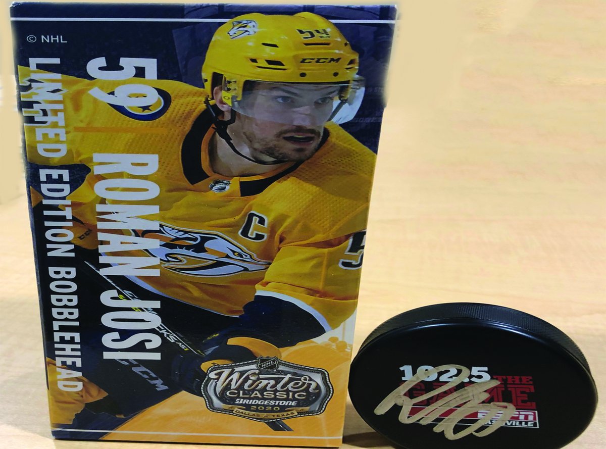 1025TheGame's tweet photo. Follow Us, Like and RT this post for a chance to #WIN a Roman Josi Bobblehead and autographed puck!  

The Game Birthday Party brought to you by @wholesaleinc, powered by Rumble On. Enter by 8/31/20.
#NashvillesBest | #Preds https://t.co/nqxnGH0jEZ