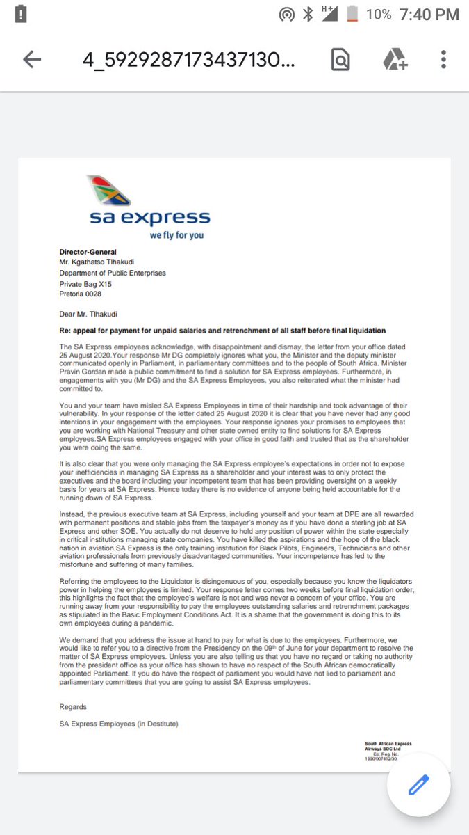 Saxemployee1's tweet photo. @MYANC @kgathatsot @DPE_ZA @msmkokeli @PresidencyZA @flySAExpress @flysaa @HeidiGiokos @GardeeGodrich @Julius_S_Malema @EFFSouthAfrica @lockdownhouse @SABCNews @SABreakingNews @eNCA @Checkpoint_eNCA @veronica_mente @AfrikParliament @ParliamentofRSA @BBCNews @cnnbrk https://t.co/TRGYBfNik4