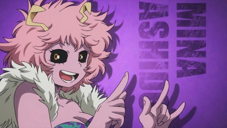 Mina Ashido | Pinky- Chances are if a girl's got something to do with pink, I'm gonna like her, and Mina's no exception. Along with that, everything about her is great. (She's still Alien Queen in my heart)