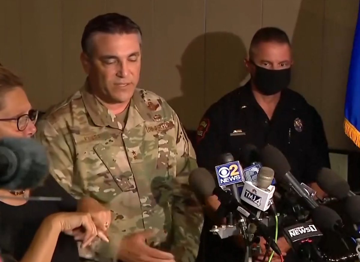 Credit where it's due: The Wisconsin National Guard rep has been far and away the most articulate, compassionate and seemingly competent presence at these press conferences. By far has expressed the most concern over loss of life, and is also most willing to answer questions