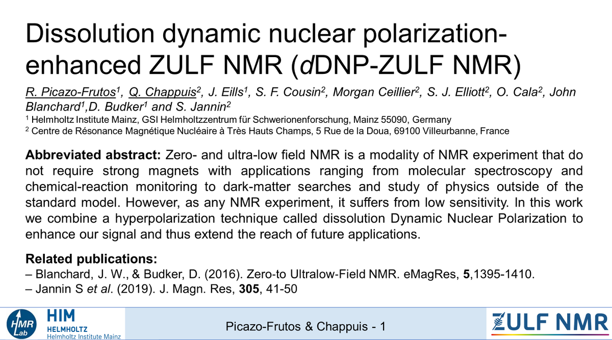PicazofrutosN's tweet photo. Excited about moving towards #dDNP hyperpolarization in #ZULF #NMR! We are looking forward to fruitful discussions. Some #relaxiometry was needed to understand things better but things look promising! #PhDlife https://t.co/IY23GHhEeN