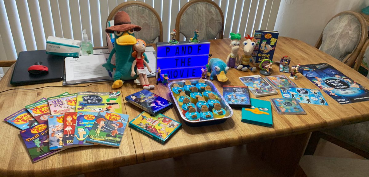 TheJosephGamboa's tweet photo. Ready for my Phineas and Ferb The Movie: Candace Against the Universe party! 
Dr Doofenshmirtz Disney Bound ✅
Perry the Platypus cupcakes ✅
MOST of my Phineas and Ferb collection on display ✅ #PhineasAndFerbMovie #CandaceAgainstTheUniverse #DisneyPlus https://t.co/d1ItK9hH0t