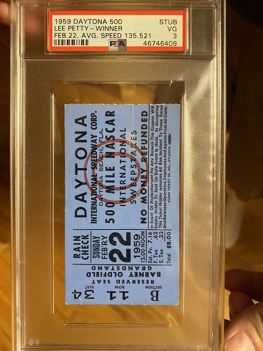 mbrownccs's tweet photo. @WinstonKelley have this Inaugural Daytona 500 ticket from a friend who is interested in the HOF having ownership of this graded piece of history. https://t.co/lS1EjldSIK