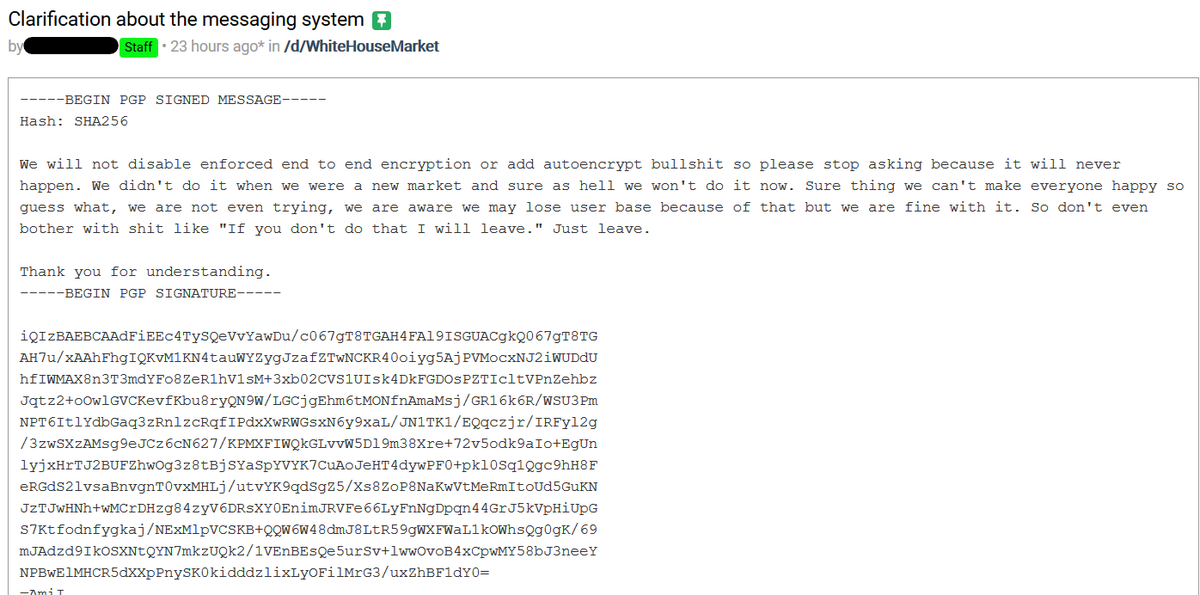 Because, just as we see on the regular internet all the time, when you give people a tradeoff between convenience and privacy, most of us will choose convenience. In fact, users are already starting to complain about WHM's forced-PGP usage and are asking for shortcuts.