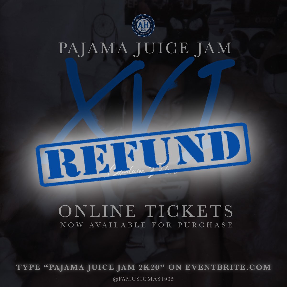 fye_si's tweet photo. 🔵 🔵⚪️Please read carefully‼️In order to receive a refund all information must be sent to juicejam2k@gmail.com🌴. Please include your Full name, method of payment (Cashapp,Venmo,etc), front and back picture of Juice jam ticket in the email. Thank you #Refund #Famusigmas 🤘🏾 https://t.co/dgDgV8CwB6