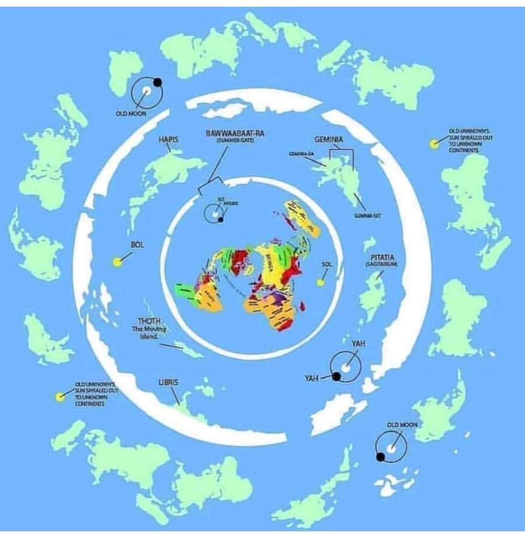 While we live on a globe, the "Earth" that most of us are familiar with is only one realm of this spinning sphere.Beyond what we consider as Antarctica (which is, in reality, nothing more than a giant ice wall)there are vast continents, & oceans that very few living have seen.