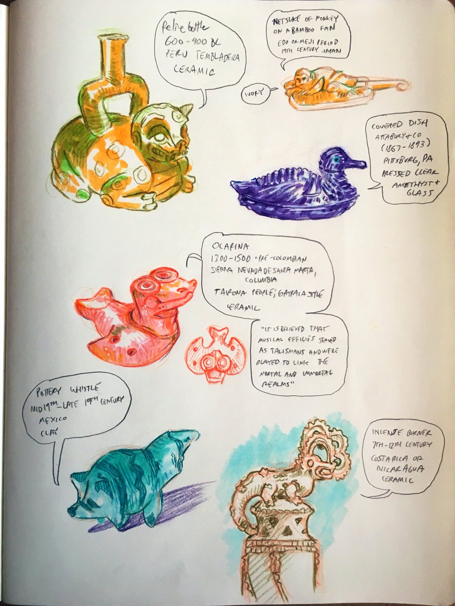Colored pencil/marker studies I did today from various MET collection twitter accounts 