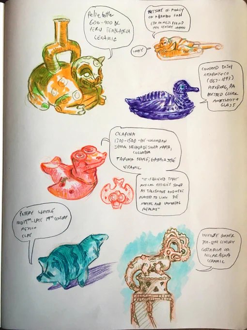 Colored pencil/marker studies I did today from various MET collection twitter accounts 