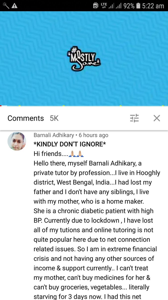 EFletcher008's tweet photo. @SonuSood Sir u helped so many ppl financially in lockdown. I came across this woman's comment abt her acute financial state and her mom's ill health on @iamMostlySane 's  youtube video. I think her problem is genuine. Plzz help her and her mom.
@narendramodi @MamataOfficial https://t.co/kXde5dhSE2