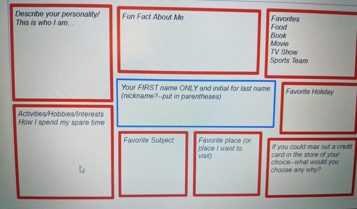 CoTeachHistory's tweet photo. Virtual name tags for our first all virtual flex teaching day!  Students---I am loving your creativity on this project and your willingness to share. Can't wait to see the rest of them next week! Happy weekend! #wilsonsouthern #wilsonsd https://t.co/ACYMv9glXa