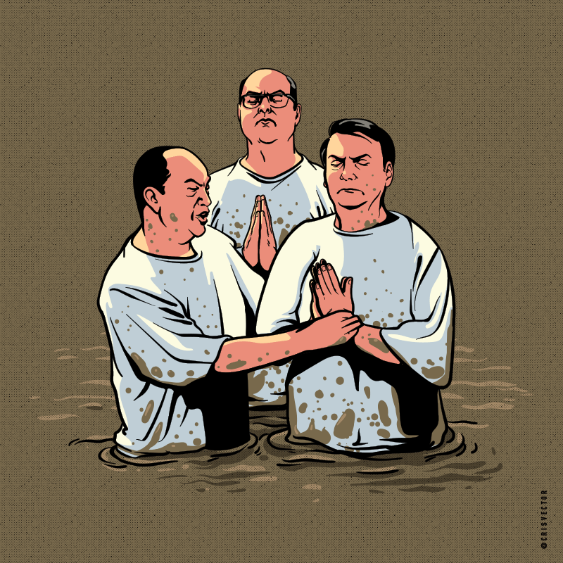 Cris on Twitter: "Pastor Everaldo, Witzel e Bolsonaros. Todos batizados na  mesma lama.… "