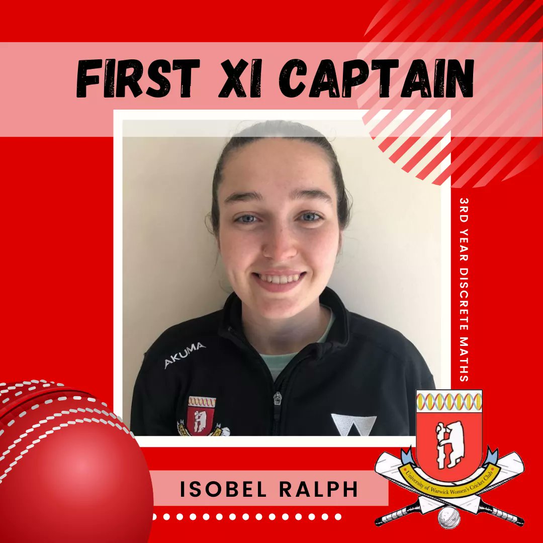 *MEET THE EXEC 2020/21* ❤🖤🏏
To add a touch of cricket to your Friday night, meet Isobel Ralph our First XI Captain.

She'll be running 2 of our 3 weekly training sessions and is always available for any questions about all things cricket, particularly training and matches!
