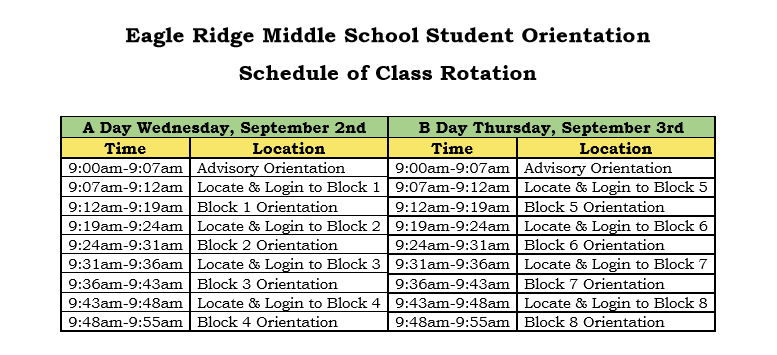 LCPS_EagleRidge's tweet photo. Come join us next Wednesday and Thursday for Orientation! To access their classes, student should log into Schoology and look for the google meet for each class, starting with Advisory/Homeroom. https://t.co/ty3KS33SjU