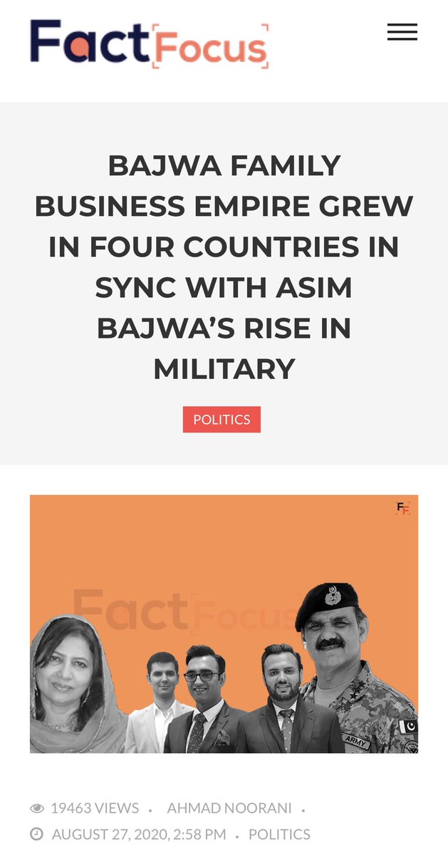 It’s how preposterous these allegations are, that:LtGen Asim Bajwa Comm Southern Command & CPEC Auth Head overseeing $60bil in contracts didn’t use his bros for corruption in defence contracts or infrastructure projects but PapaJohn’s shops to make $4.8/18=$267k per yr/31