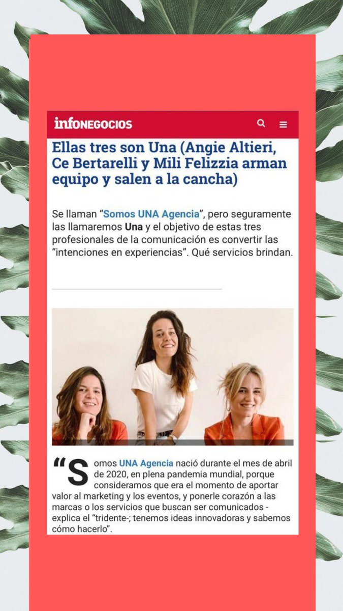 Largamos ! <a href="/buda_cecilia/">ceci buda</a> <a href="/MiliFelizzia/">Emiliana Felizzia</a> gracias @InfoNegocios_AR !!!