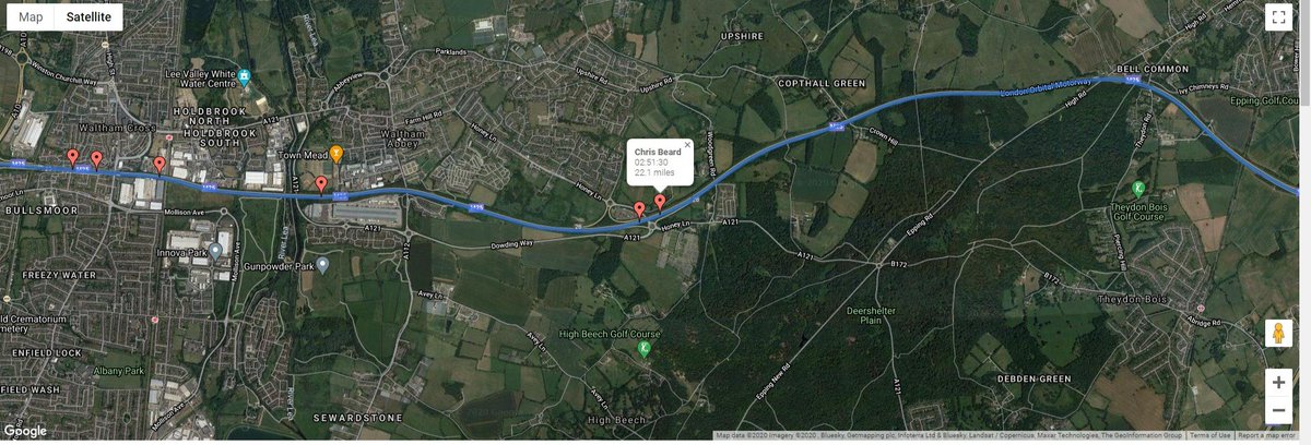 woottonrunner's tweet photo. Day 5 - M25 Vultra - an easy 3.2 miles tonight to take me that bit further round the M25. An evening for new head gear! Raising money for @MedDetectDogs (Day 5 - Total Miles 22/117 Time taken 02:51:30) #notbuff #M25 #phoenixrunning #dogs https://t.co/FCRRKjlETk