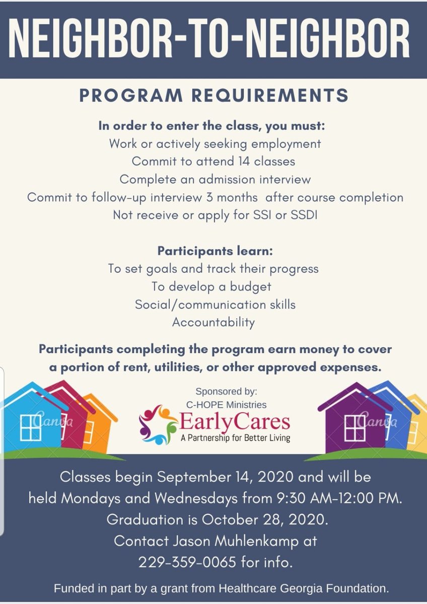 HealthcareGA's tweet photo. Beginning September 14th, @CaresEarly is providing an educational program where participants can earn money to cover certain living expenses. Learn more by contacting Jason Muhlenkamp at the number below: https://t.co/Hr5OhnfiEk
