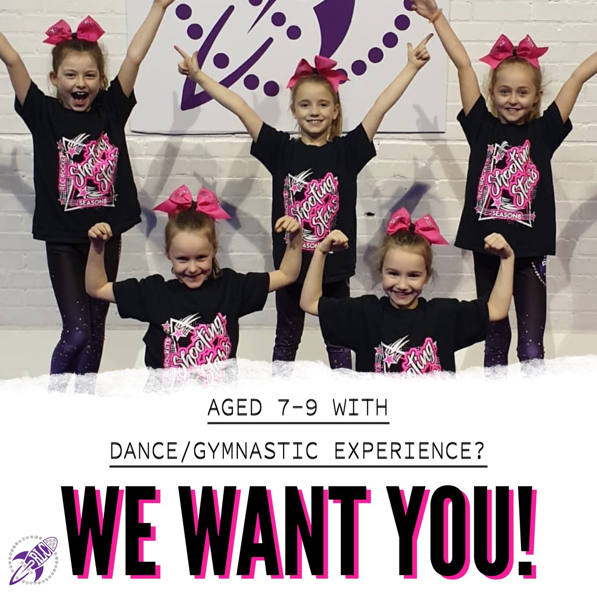 🚨Shooting Stars 💫 are looking for new members! 
Age 7-9 with dance/gymnastic experience, 🤸🏼‍♂️lots of energy &amp; ready to try something new!  
Interested? ➡️ Sign up eu.jotform.com/rlcrockets/sea… 🚀💜
———
📞 07737 144103
📧 cheer@rlcrockets.co.uk
———
#cheer #allstar #ukcheer #doncaster