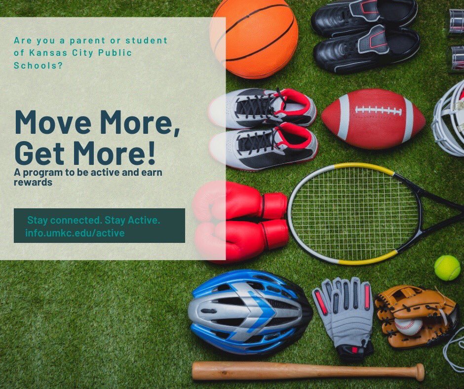 MoveMoreGetMore's tweet photo. Good afternoon, Kansas City! It’s a great day to enhance education, health, and learning! Let’s do our part to keep youth healthy while learning virtually. Meet friends and get active! How? Just visit https://t.co/at50Le2wNG or contact Teesha Miller at tmiller@umkc.edu. https://t.co/Zpv69c35jm