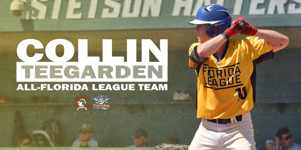 floridaleague's tweet photo. The ultimate utility player in the league hit .371 in 17 games for the first place Lightning. @Collin_Tee11's .574 OBP was the best in the league. The @BlazerNationBB product forced his way into the lineup and played around the field at 2B, 3B, OF, and EH. https://t.co/UfVta1Ks30