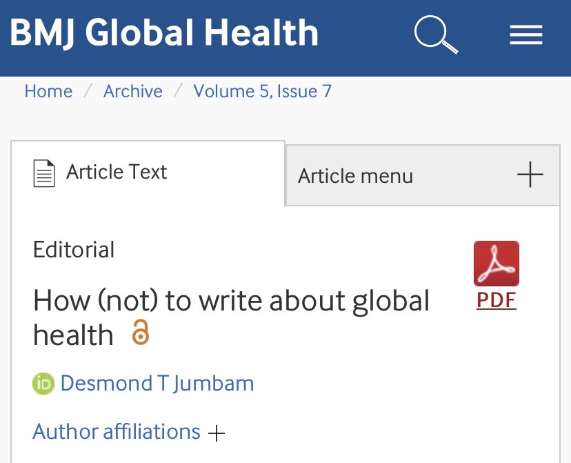 And close to my heart: age old research practices and publishing norms are being exposed, questioned, and challenges. This brilliant satirical piece “How (not) to write about  #globalhealth” unfortunately resonates deeply with so many of us :  https://gh.bmj.com/content/5/7/e003164