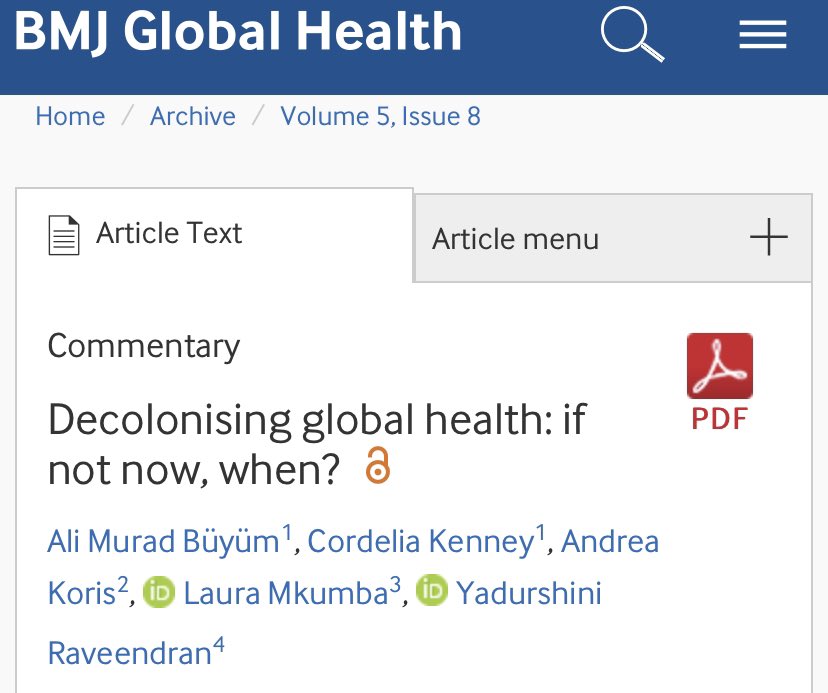 And some of the most prestigious scientific publishing houses are giving space to these issues.  @GlobalHealthBMJ is leading the way! But  @TheLancet  @NEJM  @nature  @NatureMedicine have all had some important and probably controversial articles that attack inequity in  #globalhealth