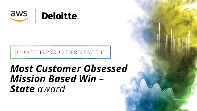 kyleatdeloitte's tweet photo. .@DeloitteOnTech was honored with AWS_Gov’s Most Customer Obsessed Mission Based Win – State award. Proud of my colleagues’ commitment to driving innovation and bringing the future of cloud to #government agencies. https://t.co/S7uyIdZm4C https://t.co/av5yZEIN1R