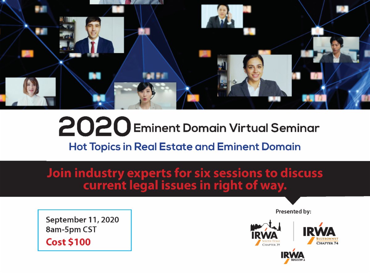 Register Today for the 2020 Eminent Domain Virtual Seminar! conta.cc/3jpmI1y