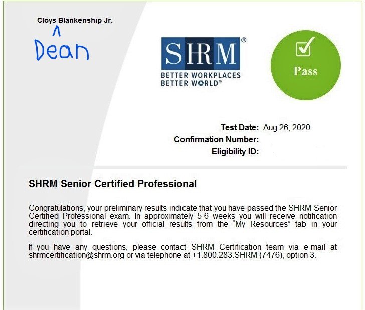 thunderdean93's tweet photo. Now...let’s hope this helps push me to land a great job! #readytowork 
#hr #hrjobs 
#shrmscp 
#covid19jobsearching 
#tamu 
#aggienetwork https://t.co/GIk0b2S0Uq