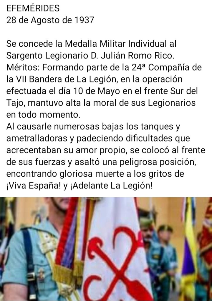 PlataformaMill1's tweet photo. #EfemeridesLegionaria #CredoLegionario #EspirituDelLegionario #CentenarioLegionario #CentenarioDeLaLegion #LaLegion #Legion #Legionarios #LegionEspañola #MillanAstray #VIIBandera #Valenzuela
"Nuestra raza aún no ha muerto". https://t.co/3rDL8O0X22