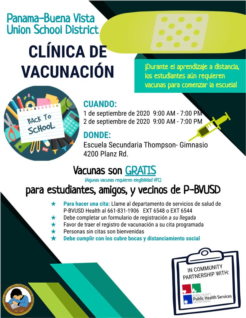 Panama-Buena Vista Union School District Immunization Clinic