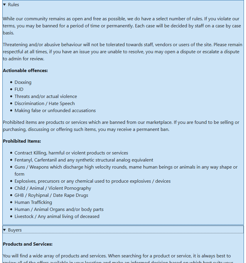 DarkMarket is the first market run by women. They accept Bitcoin and Monero, and run on the Eckmar marketplace script. I normally do not trust Eckmar markets, but this team is trusted by most major vendors. 1400 vendors, 220k users, according to their counts.